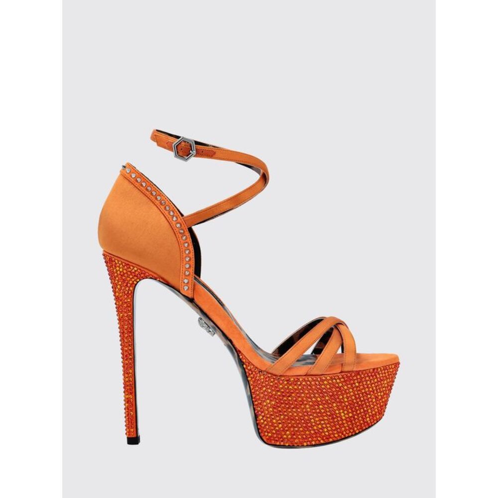 Philipp Plein Satin And Crystal Platform Sandals With Stiletto Heel